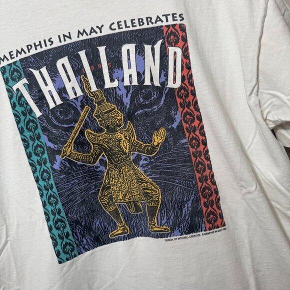 Vintage 90s Thailand Spell Out Single Stitch T‎ Shirt Mens Size XL - Picture 3 of 6